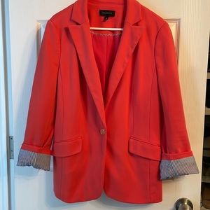 Women’s Talbots, coral blazer with sear sucker sleeves, 16